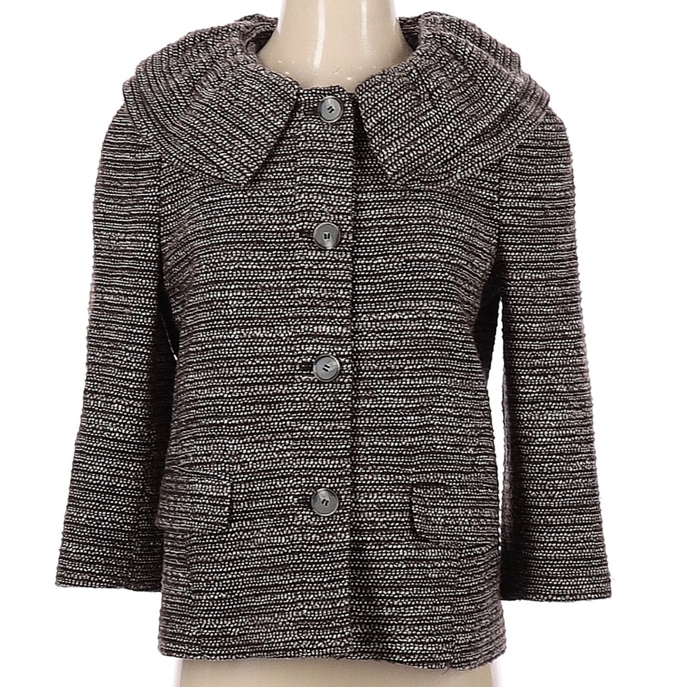 Ann Taylor Textured Black and Gray Wool Blend Blazer Size 4 - Picture 1 of 3